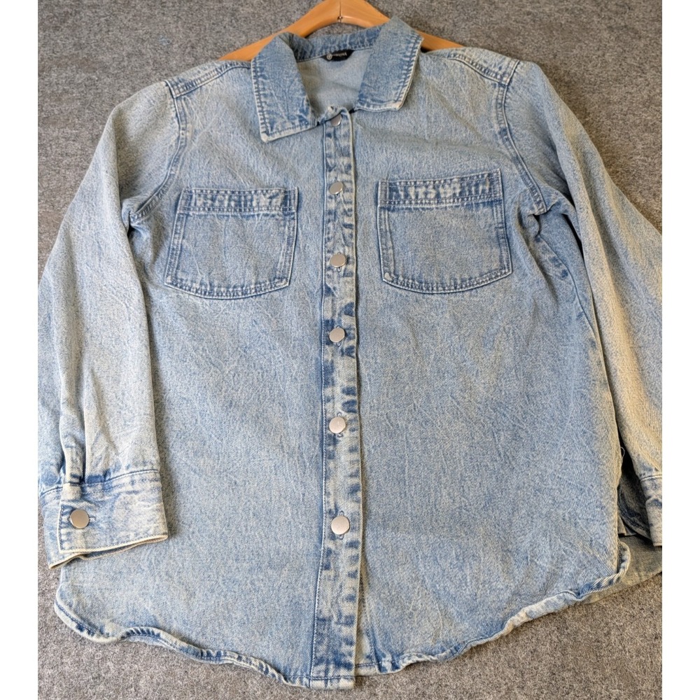 Verona Women's Medium Heavyweight Denim Long Sleeve Shirt 2 Pocket EUC